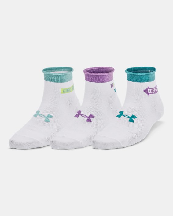 Women's UA Essential 3-Pack Quarter Socks in White image number 0
